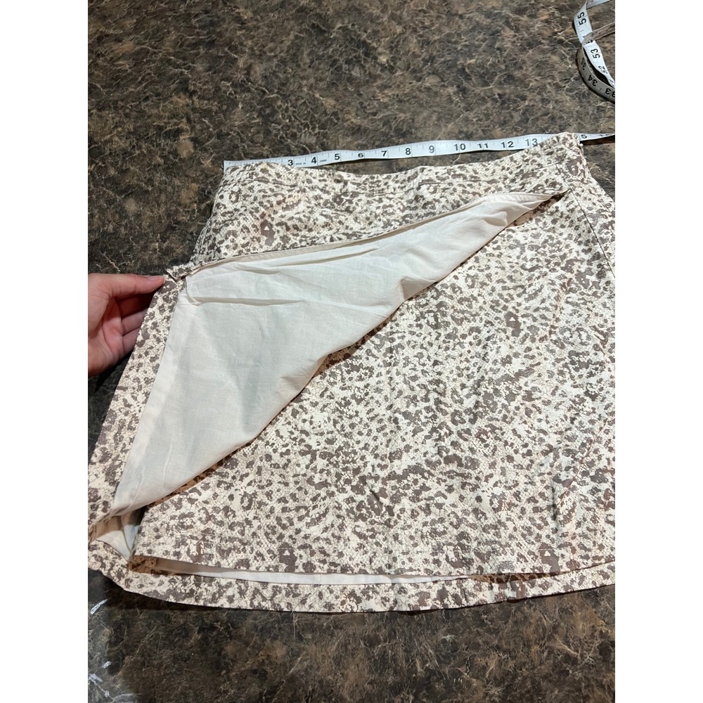 Free People Fake Out Leopard Animal Print Faux Leather Front Mini Skirt 10 Tan - Picture 12 of 12